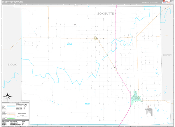Box Butte County, NE Zip Code Map